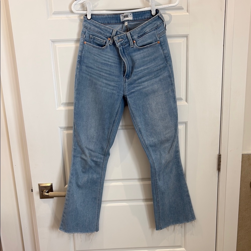 PAIGE light Wash Cropped Flare Jeans